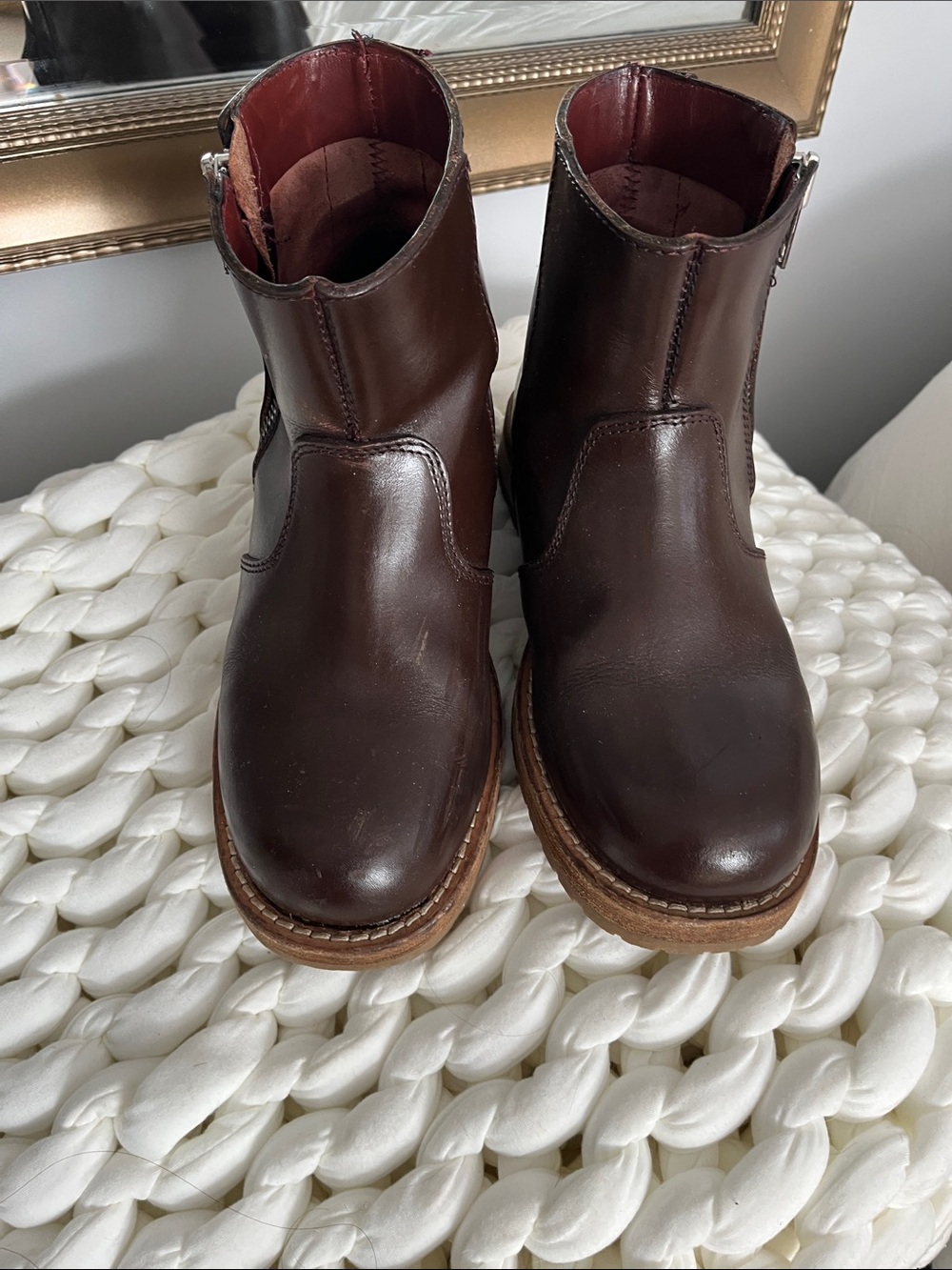Swedish Hasbeens Dark Brown Leather Ankle Boots